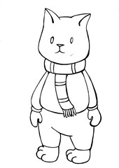 little fox in a scarf. coloring book for children
