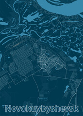 Novokuybyshevsk Russia blueprint map poster