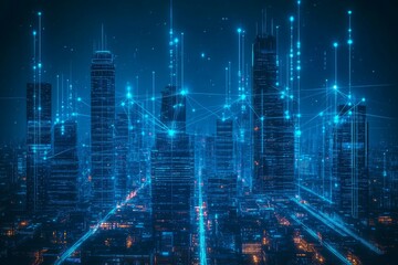 Obraz premium The Connected Skyline, Smart Cities and IoT Integration