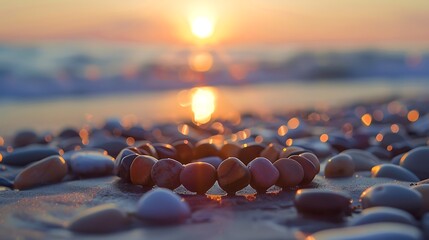 Obraz premium A view of a stone bracelet at dusk on a beach