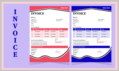 Business invoice form template. Invoicing quotes, 
Invoice desi money bills or price invoices and payment agreement design templates. Tax form, bill graphic or payment receipt page vector set See Less