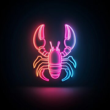 neon crab glowing dark background clip art preview