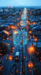 Fototapeta premium Urban Web of Intelligence, Smart Cities and IoT Integration