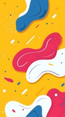 Colorful Radio Frequency Waves on Yellow Background, Abstract Image, Texture, Pattern Background, Wallpaper, Cover and Screen of Smartphone, PC, Laptop, 9:16 and 16:9 Format