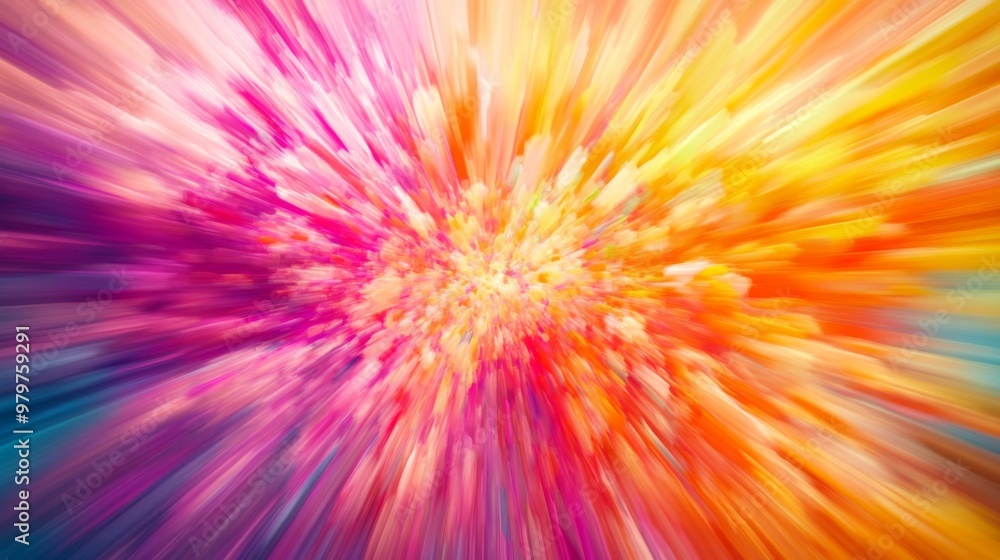 Poster an abstract background with a burst of colors and dynamic shapes, capturing a vibrant and energetic 
