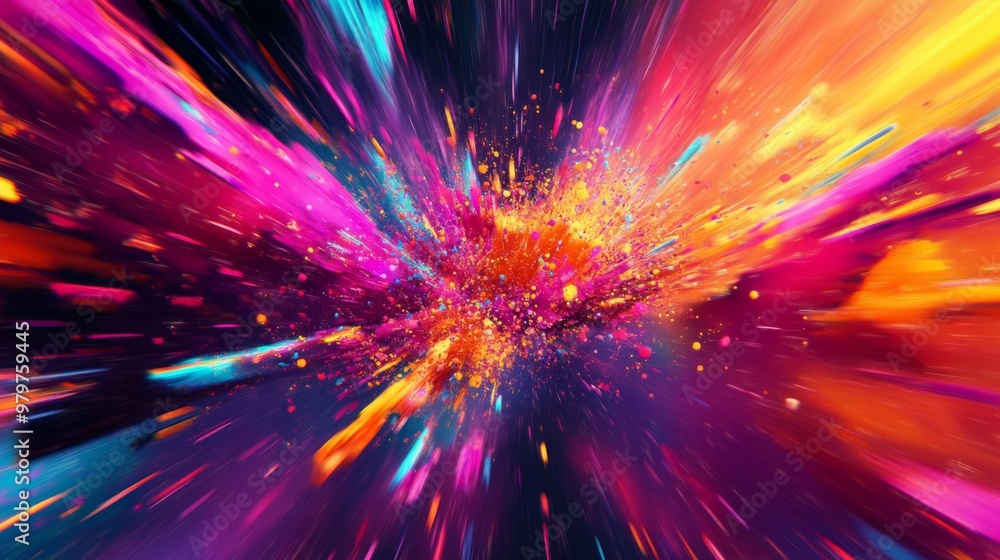 Leinwandbilder An abstract background with a burst of colors and dynamic shapes, capturing a vibrant and energetic essence, ideal for adding excitement to visual content.