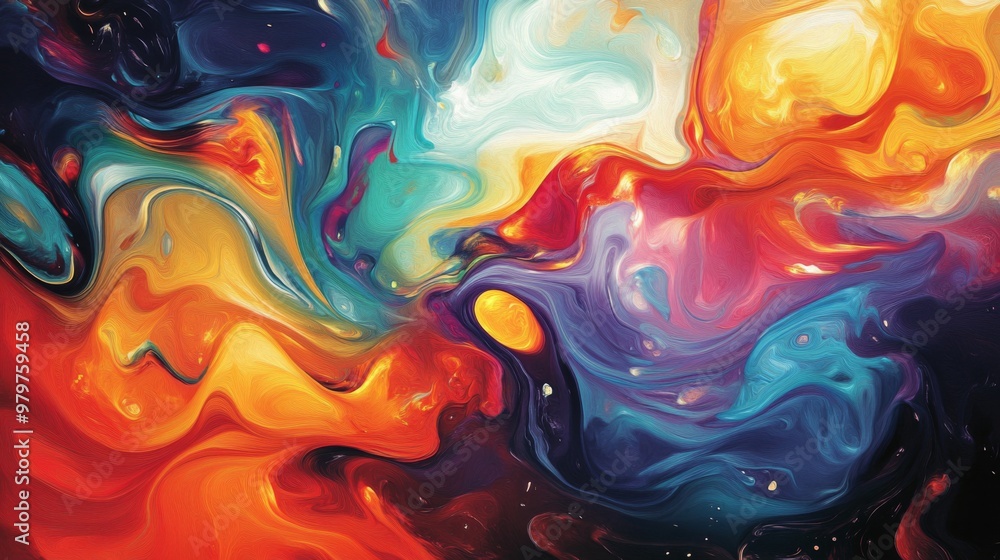 Aufkleber an abstract background featuring swirling colors and shapes, symbolizing the fluid and dynamic natur