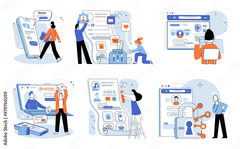 Poster user authorization. vector illustration. user authentication methods ensure legitimacy access reques