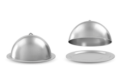 Empty restaurant cloche. Vector illustration over white background.