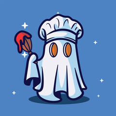 illustration of a ghost character with a funny pose and modern clothes vector