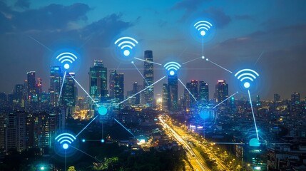 Obraz premium Smart City Wifi Lan Networks