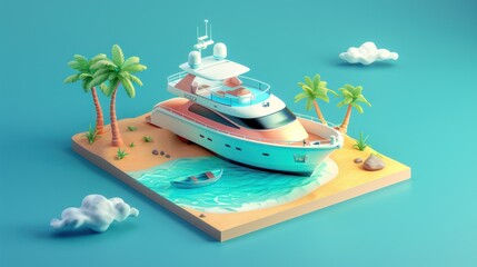 Luxury Yacht on Tropical Island