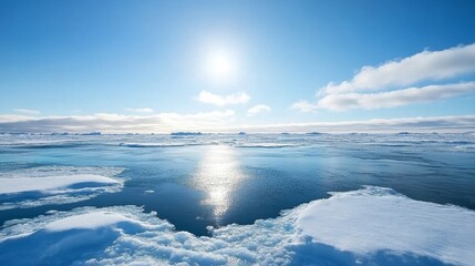 Obraz premium Antarctic frozen sea, polar chill, icy landscape.