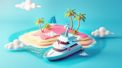 Obraz premium Luxury Yacht at Tropical Island
