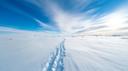 Obraz premium Antarctic ice desert, polar chill, vast frozen expanse.