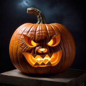 Halloween scary face pumpkin lantern.