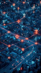 Fototapeta premium Urban Web of Intelligence, Smart Cities and IoT Integration