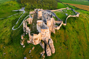Aerial view of the ruins of Spis Castle (Spisske Podhradie, Slovakia)