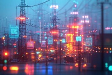 Obraz premium The Smart Grid, Smart Cities and IoT Integration