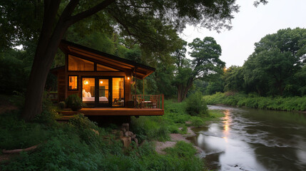 Tiny House Near a river dense forest
