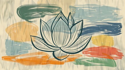 Colorful Lotus Illustration Evoking Serenity and Balance