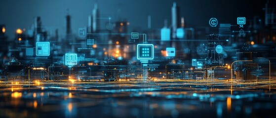 Fototapeta premium The Smart Grid, Smart Cities and IoT Integration