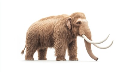 Obraz premium A large elephant with long tusks stands on a white background