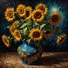 Sunrise over a sunflower field