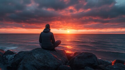 Serene selkie transforming from seal to human on a rocky shoreline at dawn, symbolizing mystery and transformation.