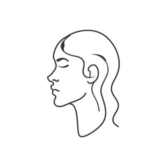 Line Art Illustration of a Womans Profile with Closed Eyes