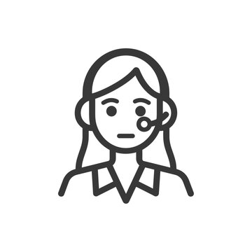 recommend clip art: Line art illustration of a woman wearing a headset