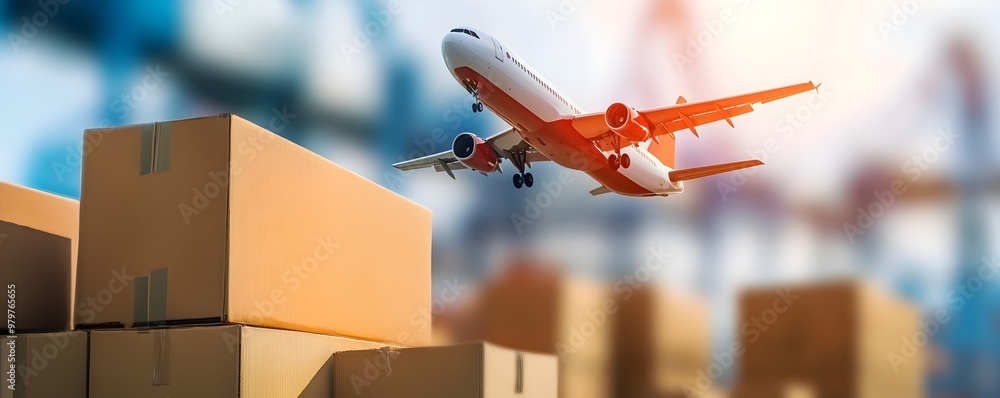 Poster revolutionizing global trade efficiency - advanced logistics tool streamlining customs and enhancing