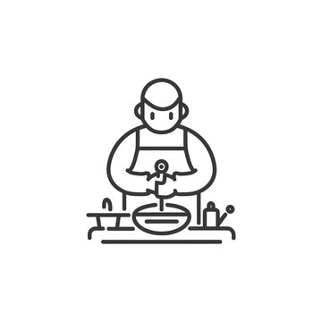 chef mixing ingredients in kitchen clip art preview