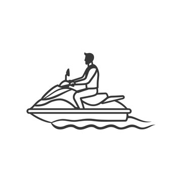 recommend clip art: Line Art Illustration of Person Riding a Jet Ski
