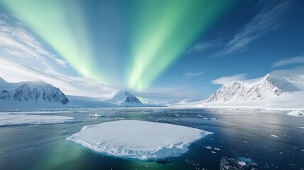 Fototapeta premium Antarctic skies, polar aurora, vibrant southern lights.