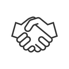 Obraz premium Line art illustration of two hands shaking symbolizing agreement partnership or cooperation