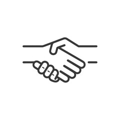 Obraz premium Line art illustration of two hands shaking symbolizing agreement and partnership