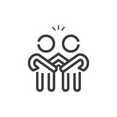 Line art illustration of two people embracing each other