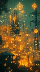 Fototapeta premium The Smart Grid, Smart Cities and IoT Integration