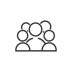 Line drawing icon of three people connected together