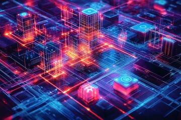 Obraz premium The Smart Grid, Smart Cities and IoT Integration