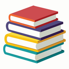 Stack of Books Drawing - Vector Illustration on White Background.