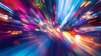 Vibrant abstract motion blur captures dynamic streaks of colorful light trails, punctuated by sharp, staccato strobe. Strobe Effect. Illustration