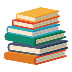 Stack of Books Drawing - Vector Illustration on White Background.