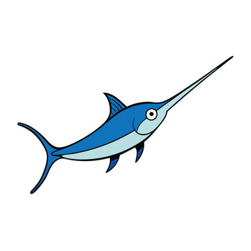 blue swordfish swimming on white background clip art preview