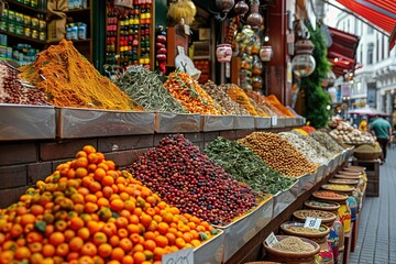 Fototapeta premium A colorful display of fruits and vegetables at a market