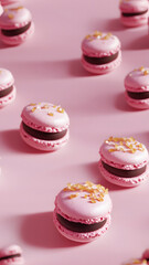 Fototapeta premium Seamless pattern, pink macarons pattern, isolated background, texture. 