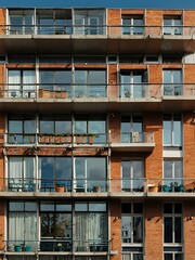 Modern residential building in Rotterdam with windows and balconies