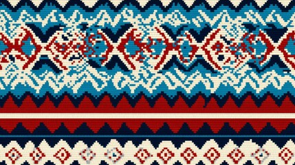 Bold Navajo inspired Zigzag Pattern with Vibrant Gradient Coloring