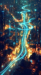 Fototapeta premium City of Digital Streams, Smart Cities and IoT Integration